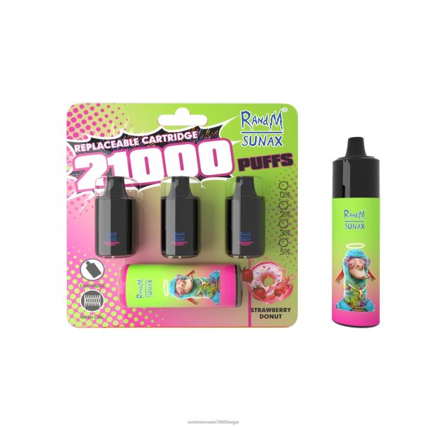 RandM Sunax 21000 vervangbaar vape-apparaat voor luchtstroomregeling 1 st aardbei donut - RandM tornado Belgium L0D2B267
