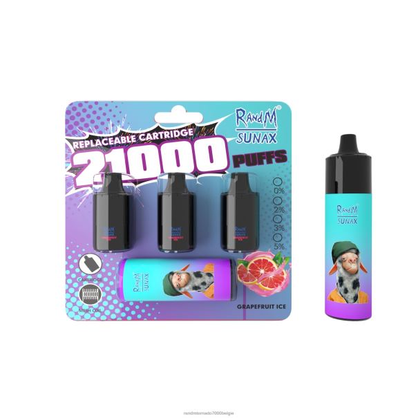 RandM Sunax 21000 vervangbaar vape-apparaat voor luchtstroomregeling 1 st grapefruit-ijs - RandM tornado vape smaken L0D2B275