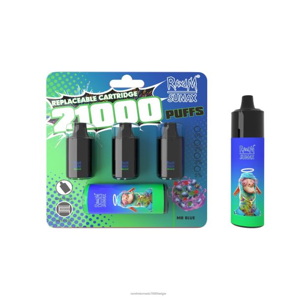 RandM Sunax 21000 vervangbaar vape-apparaat voor luchtstroomregeling 1 st meneer blauw - RandM tornado prijs L0D2B274