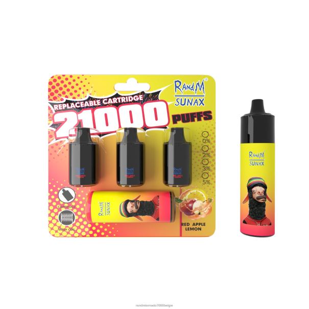 RandM Sunax 21000 vervangbaar vape-apparaat voor luchtstroomregeling 1 st rode appel citroen - RandM smaken L0D2B272