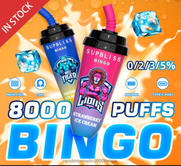 RandM Supbliss Bingo 8000 vape pod-apparaat 1 st aardbeienijs - RandM vape 9000 Belgie L0D2B256