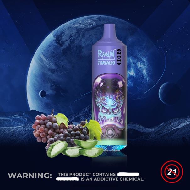 RandM Tornado 9000 vape pod-apparaat 1pc versie 1 aloë druif - RandM tornado Belgium L0D2B137