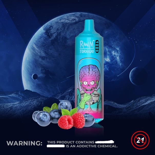 RandM Tornado 9000 vape pod-apparaat 1pc versie 1 bosbes framboos - RandM vape 9000 Belgie L0D2B126