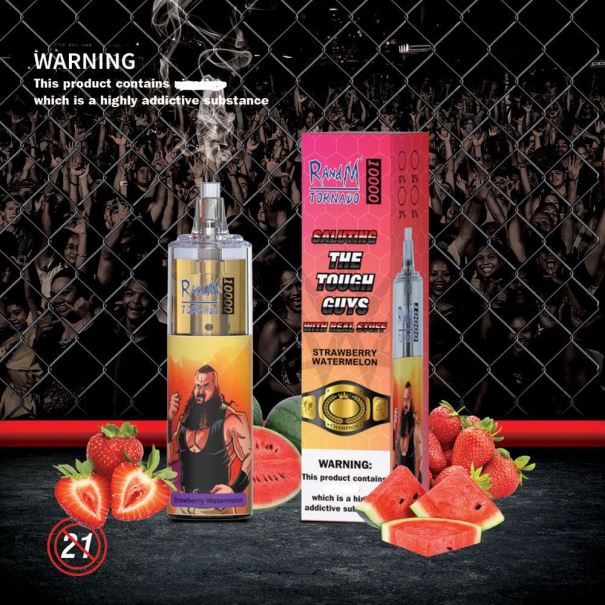 RandM Tornado 10000 luchtstroomregeling vape-apparaat 1 st aardbei watermeloen - RandM vape België L0D2B108