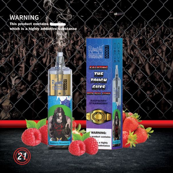 RandM Tornado 10000 luchtstroomregeling vape-apparaat 1 st framboos aardbei - RandM smaken L0D2B102