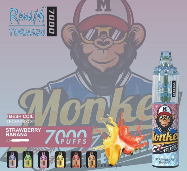 RandM Tornado 7000 vape-apparaat met luchtstroomregeling 1 st aardbei banaan - RandM smaken L0D2B182