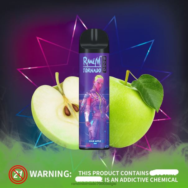 RandM Tornado 8000 vape-apparaat met luchtstroomregeling 1 st zure appel - tornado vape België L0D2B240