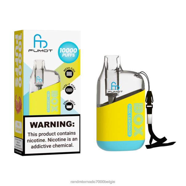 Fumot Original RandM Tornado Box 10000 luchtstroomregeling vape-apparaat 1 st roze limonade - RandM vape 9000 Belgie L0D2B96